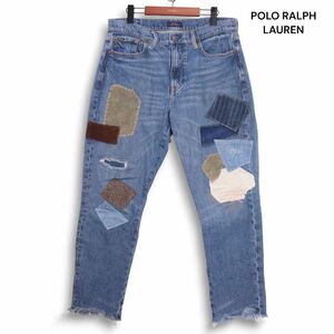 POLO RALPH LAUREN ポロ ラルフローレン パッチワーク♪ USED加工 カットオフ デニム パンツ ジーンズ Sz.28 レディース　K4B00872_A#R