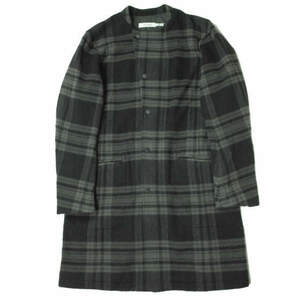 nonnative ノンネイティブ 日本製 CONTRACTOR COAT W/N PLAID CHECK ウールチェックノーカラーコート 2218061 1 グレー/ブラック g6684