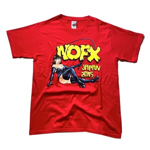 USパンク! NOFX JAPAN TOUR 2015 オフィシャル キャラクター プリント バンド 半袖 Tシャツ レッド 赤 S メンズ 古着 物販 グッズ 希少