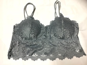 フローラルレース　ブラジャー　ワイヤなし　ブラレット 　3Lサイズ　グレイ