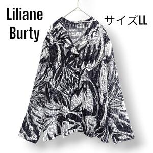 大きいサイズ【美品】リリアンビューティー リリアンビューティ Liliane burty 総柄 テーラード ジャケット シースルー 透け感 LL 