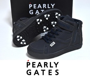 【送料無料】新品 PEARLY GATES ミドルカット ゴルフシューズ 24.5cm 053-1992302 ネイビー パーリーゲイツ スパイク