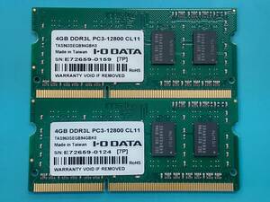 動作確認 IODATA製 SDY1600L DDR3L 1600 PC3L-12800 4GB×2枚組=8GB 59240070625