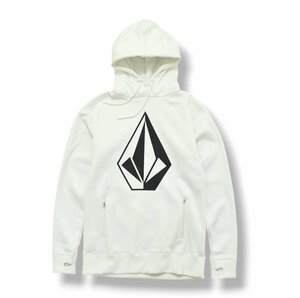 ★ビッグロゴ！ ボルコム VOLCOM パーカー M ホワイト 裏起毛 スエット スウェット トレーナー プリント ルーズ シルエット ストリート★