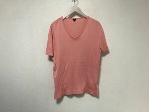 本物ポールスミスPS PAULSMITHコットン Vネック無地半袖TシャツメンズミリタリービジネススーツアメカジサーフXLピンク日本製インナー