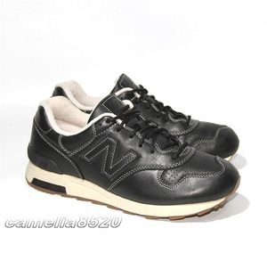 ニューバランス New Balance スニーカー M1400 LBK 黒 ブラック レザー 本革 US8 26cm 中古 美品