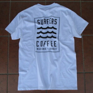 SALE！再入荷！大人気！ハワイの話題のカフェ！SURFERS・COFFEE（HAWAII）ボックス・ロゴ・Tシャツ（ホワイト：Lサイズ）