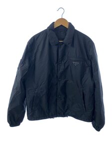 PRADA◆20AW/RE-NYLON ロゴプレート中綿ナイロンコーチジャケット/48/ナイロン/BLK/SGB737