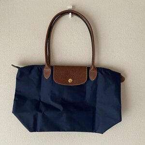 未使用に近い美品　ロンシャン LONGCHAMP トートバッグ プリアージュ　Mサイズ　ネイビー×ブラウン　☆ｃ２１０