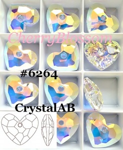 #6264*クリスタルオーロラ(クリスタルAB)*18ｍｍ*1粒*ハート*スワロ*ピアス☆イヤリング☆ハンドメイドアクセサリーに*スワロフスキー