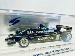 【送料無料】1/43 Spark JPs Lotus Ford 79 #6 R.Peterson ロニー.ピーターソン Winner Austria GP 1978 タバコ仕様