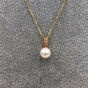 MIKIMOTO　ミキモト　K18　パールネックレス　7.3mm　総重量2.8g　箱　証明書付き【CFAE3045】