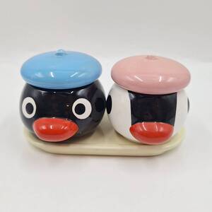 ピングー ミスド PINGU ミニポット ミスタードーナツ 調味料 小物入れ 蓋付 陶器製 2003年 非売品 食器 キッチン 未使用保管品 【7313-C】