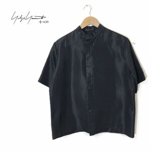 R299-D◆美品◆ Yohji Yamamoto +NOIR ヨウジヤマモトノアール 半袖シャツ ブラウス スナップボタン ゆったり◆size3 ブラック アセテート