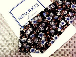 ♪0154S/W♪新品【花 植物 柄】ニナリッチ【NINA RICCI】ネクタイ