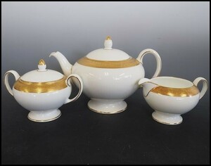 WEDGWOOD ASCOT アスコット ティーポット/クリーマー/シュガーポット 金彩 ウェッジウッド 洋食器 紅茶 373a