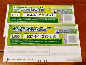 ★☆2024 東京ディズニーリゾート コーポレートプログラム利用券 1000円×2枚 2000円分☆★【送料無料】