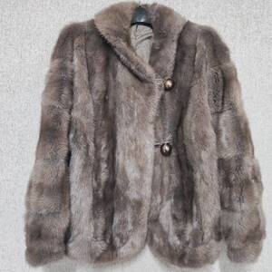 1円~【USED】フェンディ FENDI ミンク MINK 毛皮 ファー コート ミドル丈 レディース グレー アウター 冬物 防寒具 着丈65cm ZS