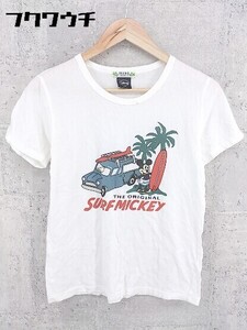 ◇ BEAMS ビームス Disney ミッキーマウス 半袖 プリント Tシャツ カットソー サイズF オフホワイト レディース