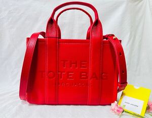 MARC JACOBS レザー ミニ トートバッグ ショルダーバッグ 本革製 THE LEATHER MINI TOTE BAG TRUE RED 617 マークジェイコブス