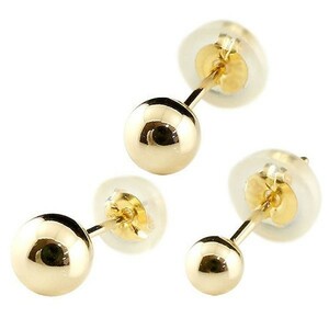 3個セット ピアス 丸玉ピアス 3mm 4mm 5mm 片耳ピアス イエローゴールドk18 18k 18金 スタッドピアス シンプル ピアス メンズ