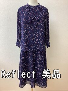 リフレクト (Reflect) ネイビー×赤小花 ブラウスセットアップ トップスは未使用 サイズ上下とも9