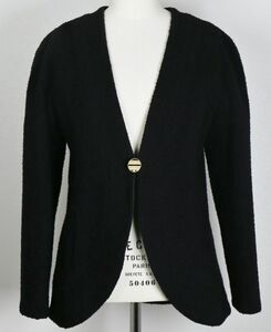 19A CHANEL シャネル ブークレ ブラック ツイード ノーカラー ジャケット 38 P61936V30843 boucle no collar black tweed jacket b7870