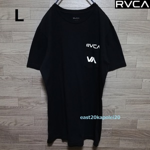 RVCA VA ルーカ ロゴ プリント メンズ ウェア トップス 半袖 ポケット Tシャツ L size 黒 ブラック サーフボード スケボー スノーボード