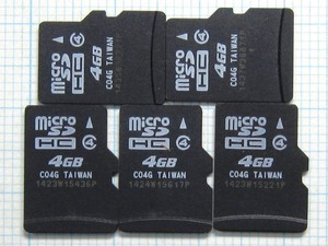 ★micro SDHC メモリーカード ４GB ５枚 中古★送料８５円・１８５円