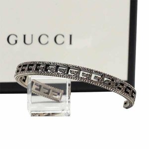 【送料無料】【本物】人気★GUCCI★グッチ★スクエアG★カフブレスレット★メンズ★バングル★シルバー★551919★カットアウト★シンプル★