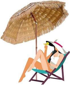 Outdoor Beach Umbrella, Large Garden Parasol Sunbrella, Patio Market Table Umbrellas, Tropical Hawaiian Style Thatched Umbrellas,