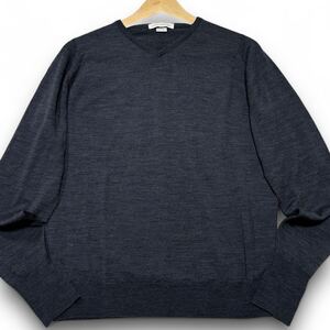 美品● JOHN SMEDLEY ジョンスメドレー ニット セーター ウール100% イギリス製 グレー