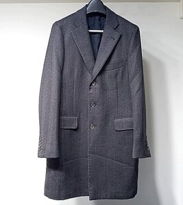 定価30万 極美品 ISAIA イザイア PORTOFINO CP. ヘリンボーン チェスターコート グレー ウール メンズ 48 ポルトフィーノ