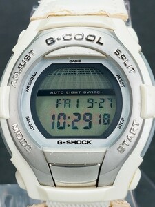 美品 CASIO カシオ G-SHOCK ジーショック G-COOL GT-005-7 デジタル クォーツ 腕時計 ホワイト ステンレス レザーベルト 新品電池交換済み