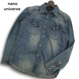 nano universe ナノユニバース 通年 長袖 USED加工★ ウエスタン デニム シャツ Sz.L　メンズ　C4T07388_8#C