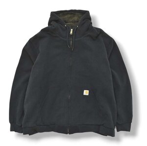 ★ビッグサイズ カーハート Carhartt 裏ボア スウェット ジップ パーカ 4XL ネイビー メキシコ製 古着 オーバーサイズ スエット フリース★