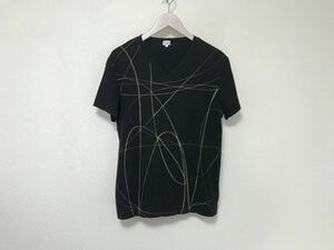 本物ポールスミスロンドンPAULSMITHコットン Vネックプリント半袖Tシャツメンズ黒ブラックLビジネススーツストリートアメカジサーフ日本製