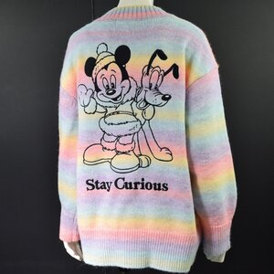 0615-24R0045★Disney SERIES CREATED by MOUSSY ★2023 美品グラデーション ニット カーディガン F ピンクイエロー レインボー