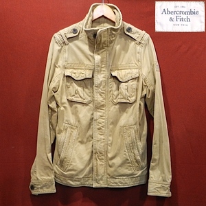 アバクロンビー&フィッチ Abercrombie & Fitch アバクロ ZIP ボタン ミリタリー デザイン ジャケット 濃い ベージュ 黄土色 M