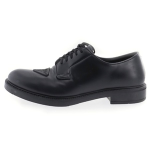 プラダ 22SS Black Brushed Spazzolato Leather Derby ラバートライアングルロゴ レザー ダービーシューズ ドレスシューズ 2EG395