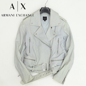 国内正規品◆ARMANI EXCHANGE アルマーニ エクスチェンジ 羊革 ラムレザー ダブル ライダース ジャケット XS