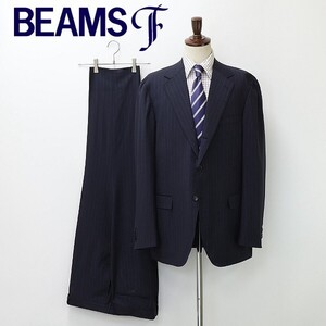 新品◆BEAMS F ビームスF ストライプ柄 3釦 スーツ セットアップ 紺 ネイビー 58/6Ｒ