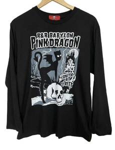 【美品】CREAM SODA PINK DRAGONクリームソーダ ピンクドラゴン ロングTシャツ 長袖Tシャツ size S〜M相当 BLACK