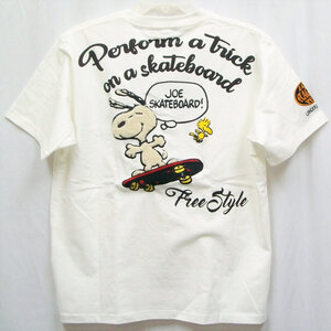 SNOOPY スヌーピーxFLAGSTAFFコラボ半袖Tシャツ 432035 ホワイト XXL 3L 2XL アメカジ スケボー キャラクター コラボ PEANUTS