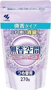 4袋セット★無香空間 消臭芳香剤 ほのかなラベンダーの香り 微香タイプ 詰め替え用 270g 小林製薬