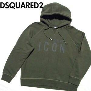 20AW DSQUARED2 ディースクエアード ICON ロゴ スウェット パーカー オーバーサイズ XS カーキ S80GU0004