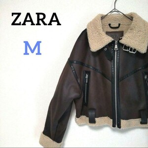 ZARA ザラ フェイクムートンジャケット B-3 フライトジャケット ボマー ミリタリー フェイクレザー 男女両用 専用 ユニセックス M