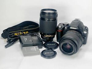 【現状品】Nikon D60/AF-S DX NIKKOR 18-55mm f3.5-5.6G VR/AF ED NIKKOR 70-300mm f4-5.6 D ニコン 一眼レフカメラ ショット数635回