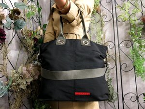 ●超美品●PRADA プラダ スポーツ●ロゴ型押し●ナイロン●2way トート バッグ●黒●SV金具●イタリア製●斜め掛け●A4 収納●Js53559