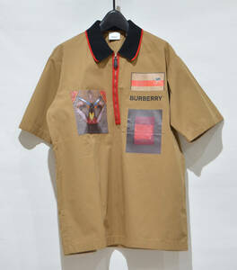 国内正規 BURBERRY バーバリー プリント ショートスリーブ ハーフジップ Tシャツ 半袖 トップス M Y-24823B
